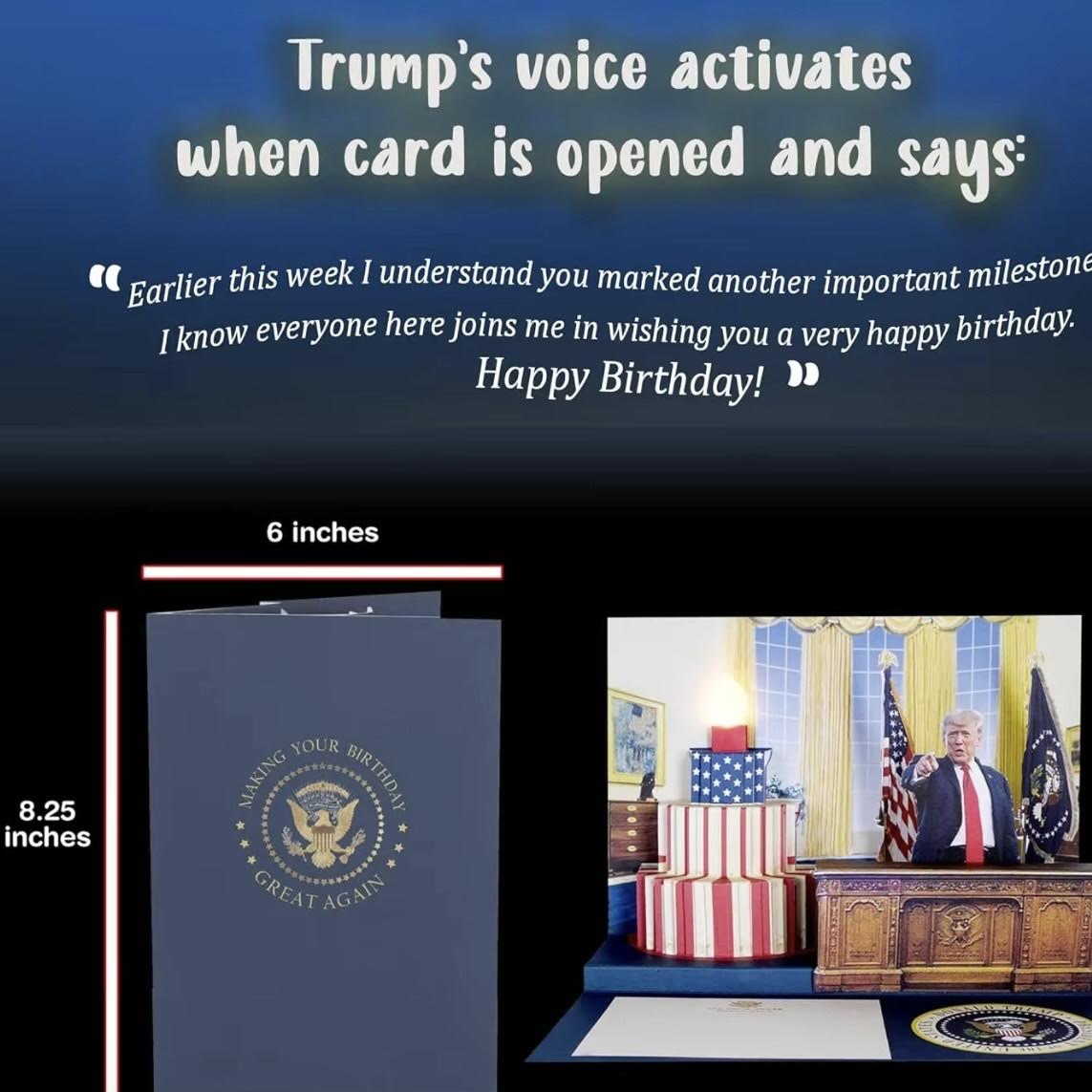 Trump Talking Birthday Card - Light and Sound Pop up card