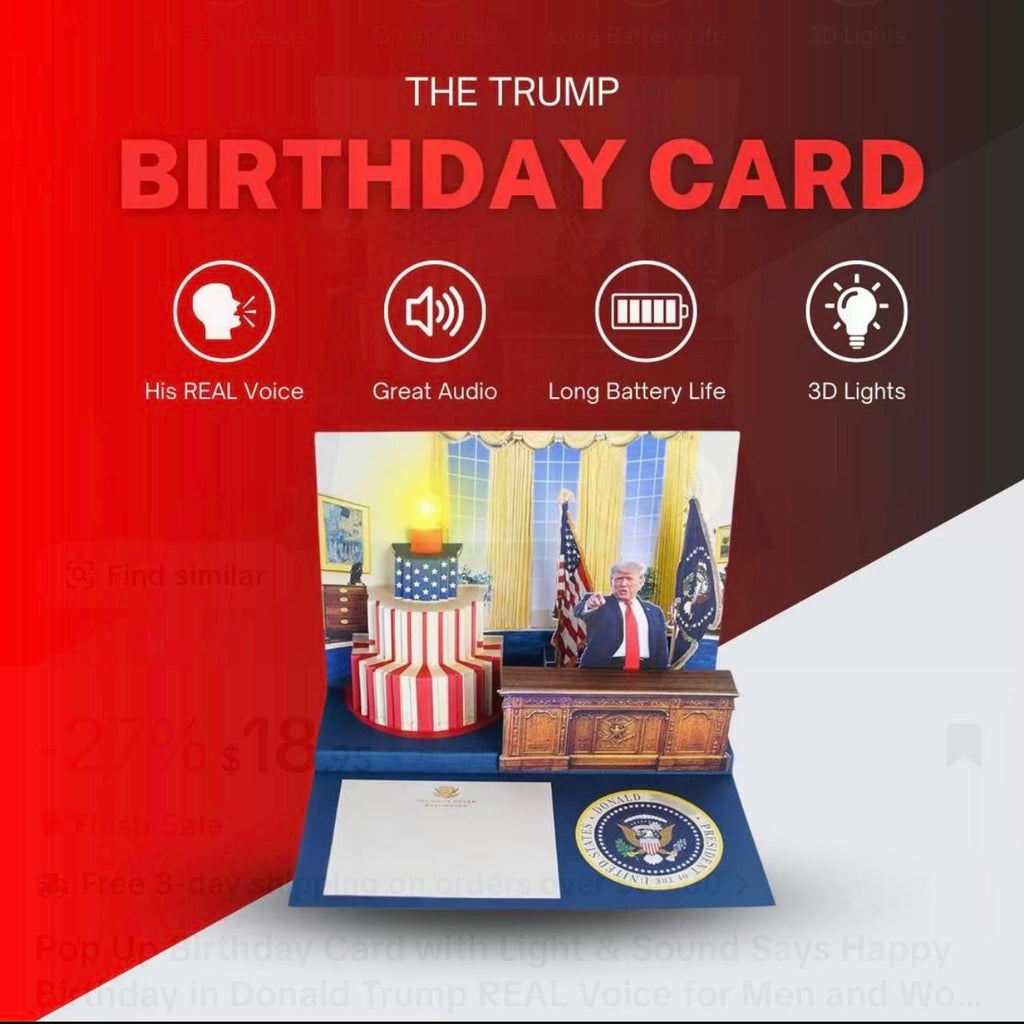 Trump Talking Birthday Card - Light and Sound Pop up card