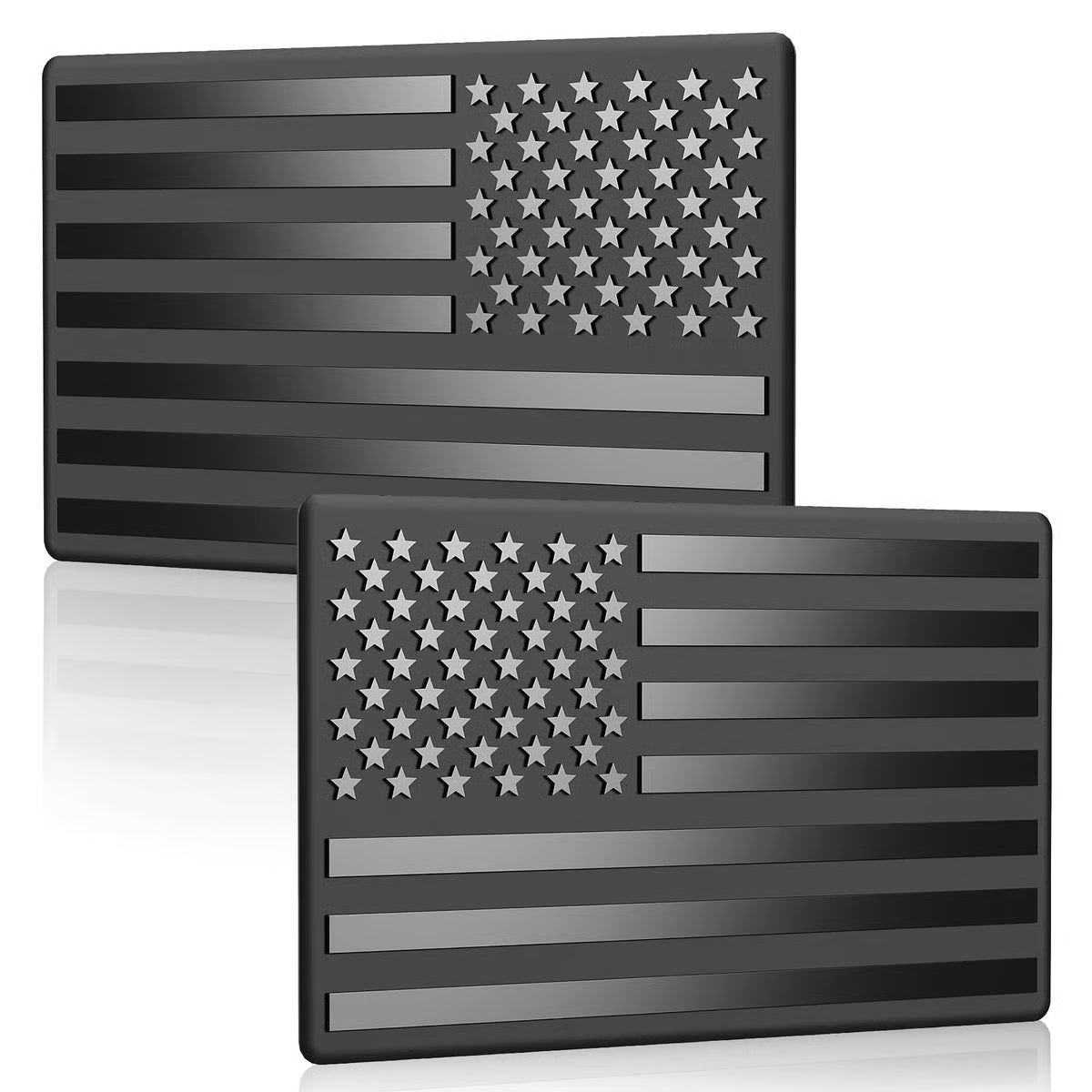 2 PCS - Black Aluminum American Flag Emblem Decal