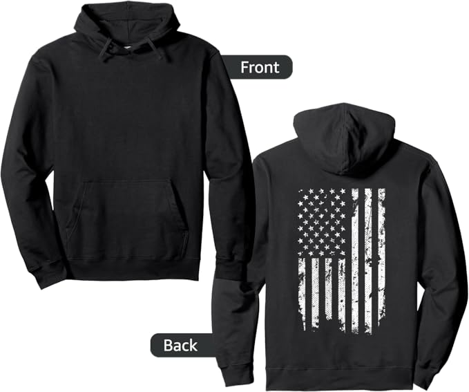 Distressed American Flag Pullover Hoodie
