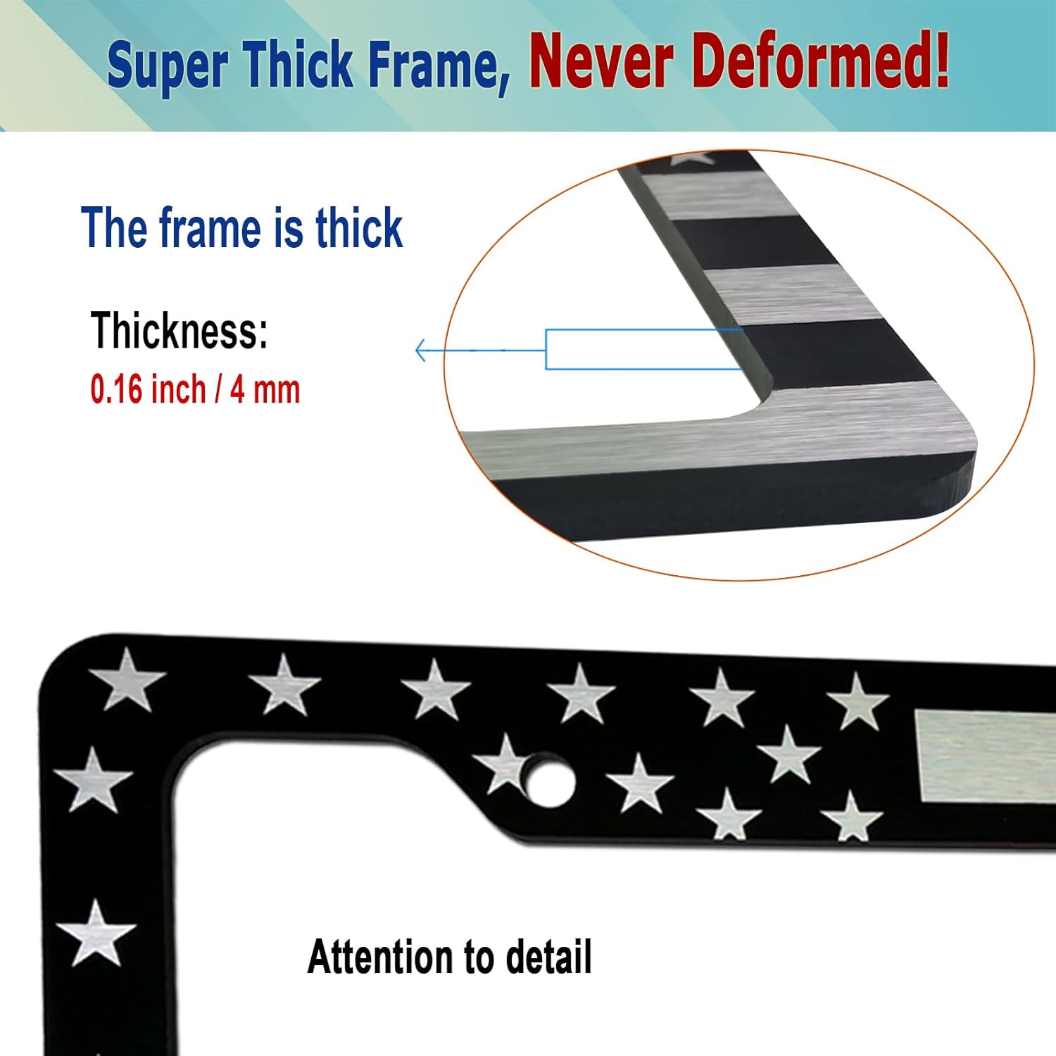 USA Flag Aluminum License Plate Frames - 2 Pack