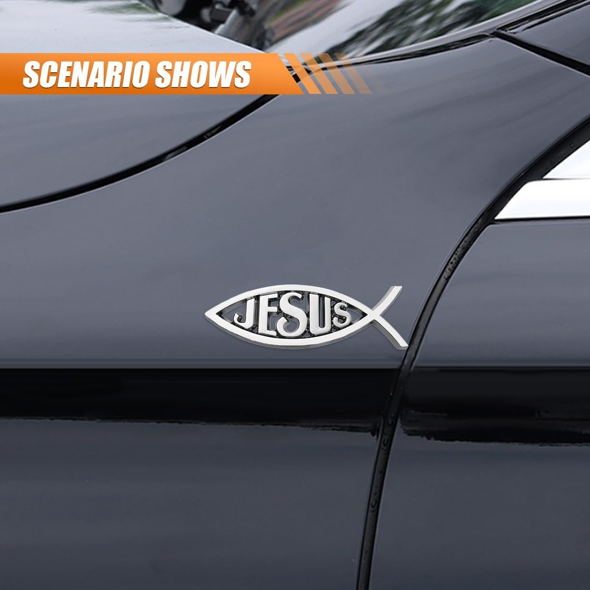 2pcs Jesus Fish Decal Sticker Silver