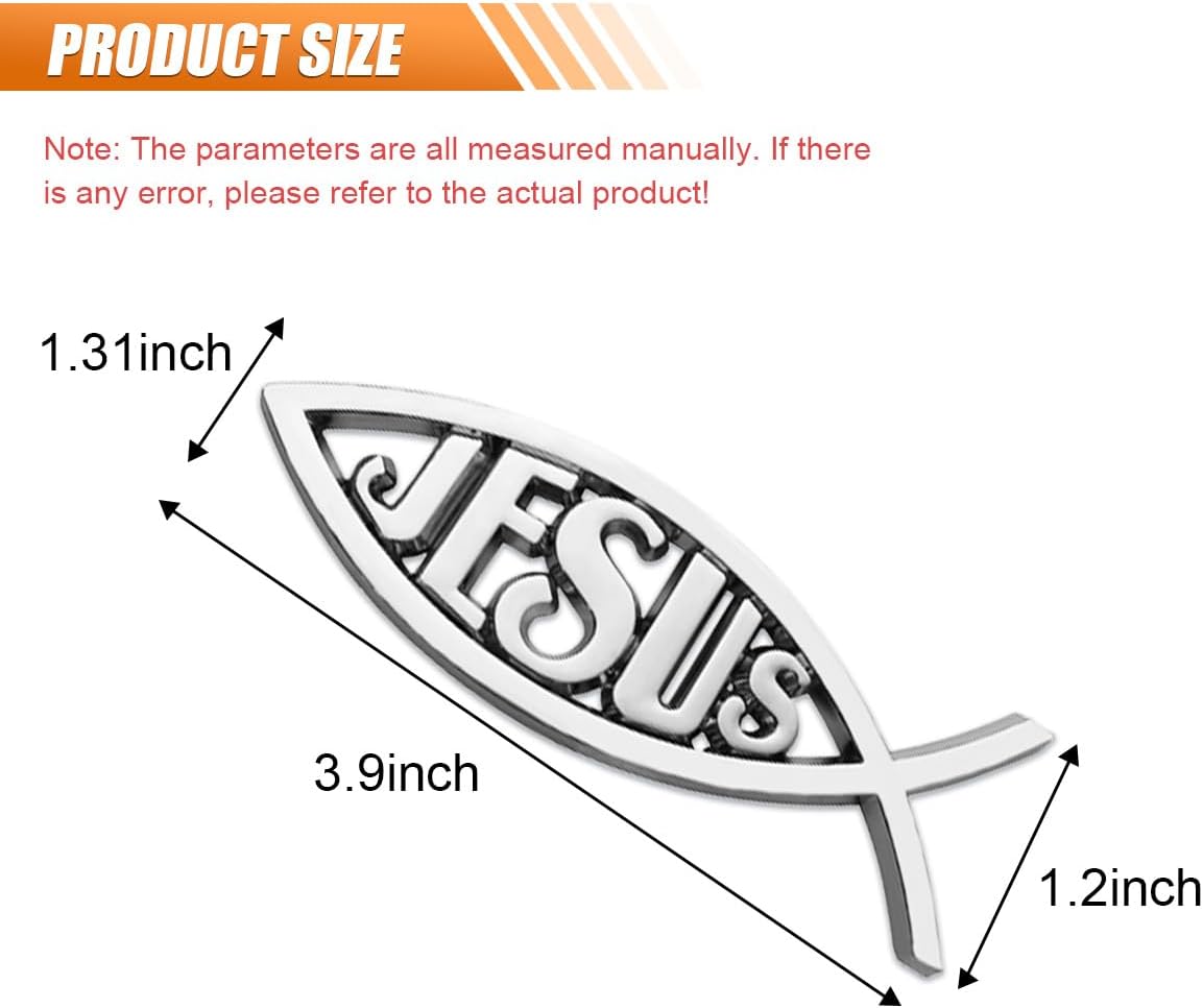 2pcs Jesus Fish Decal Sticker Silver