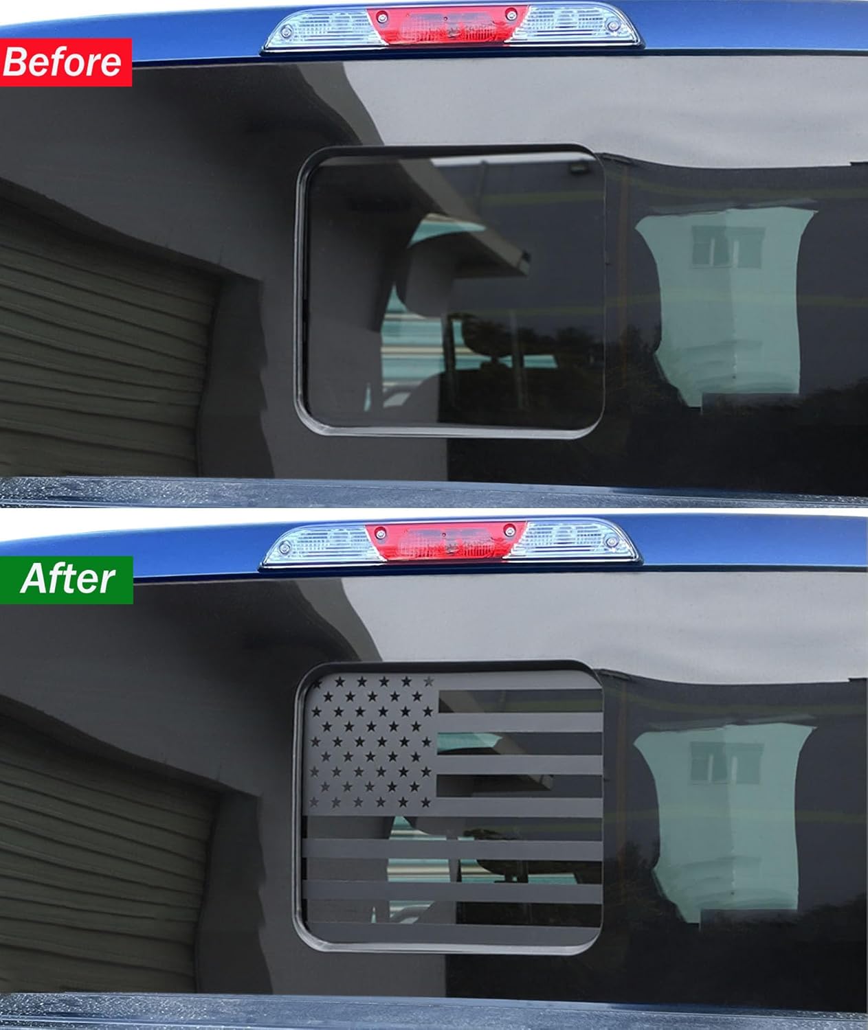 Rear Middle Window American Flag Decal for Trucks