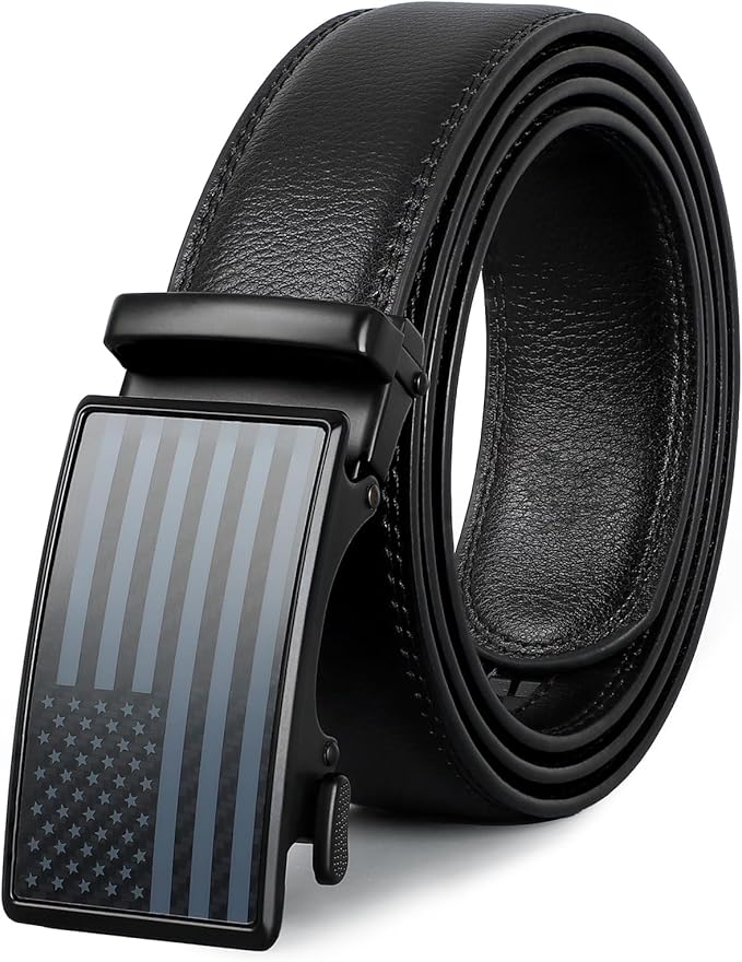 American Flag Belt for Men Black Leather Belts