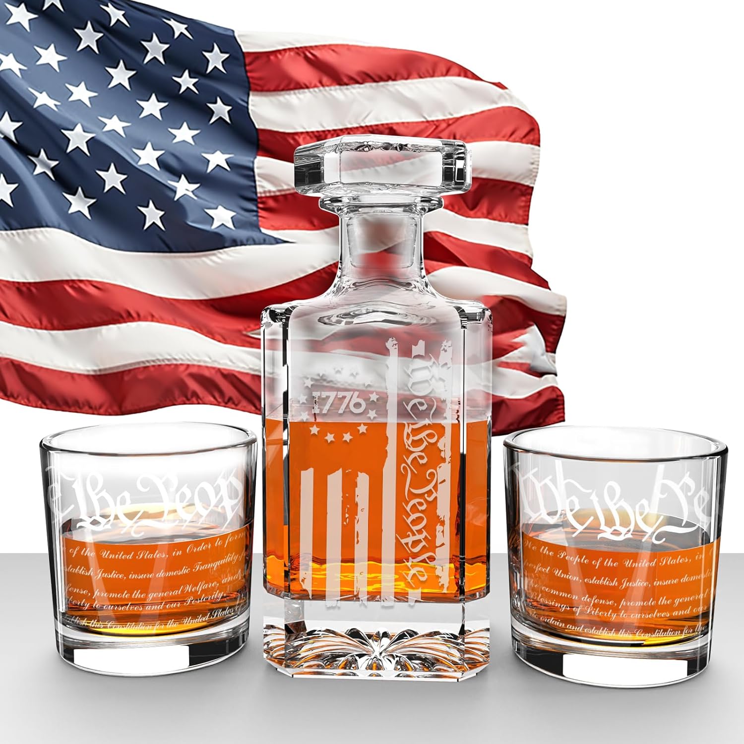 We The People Whiskey Decanter Set with 2 Glasses