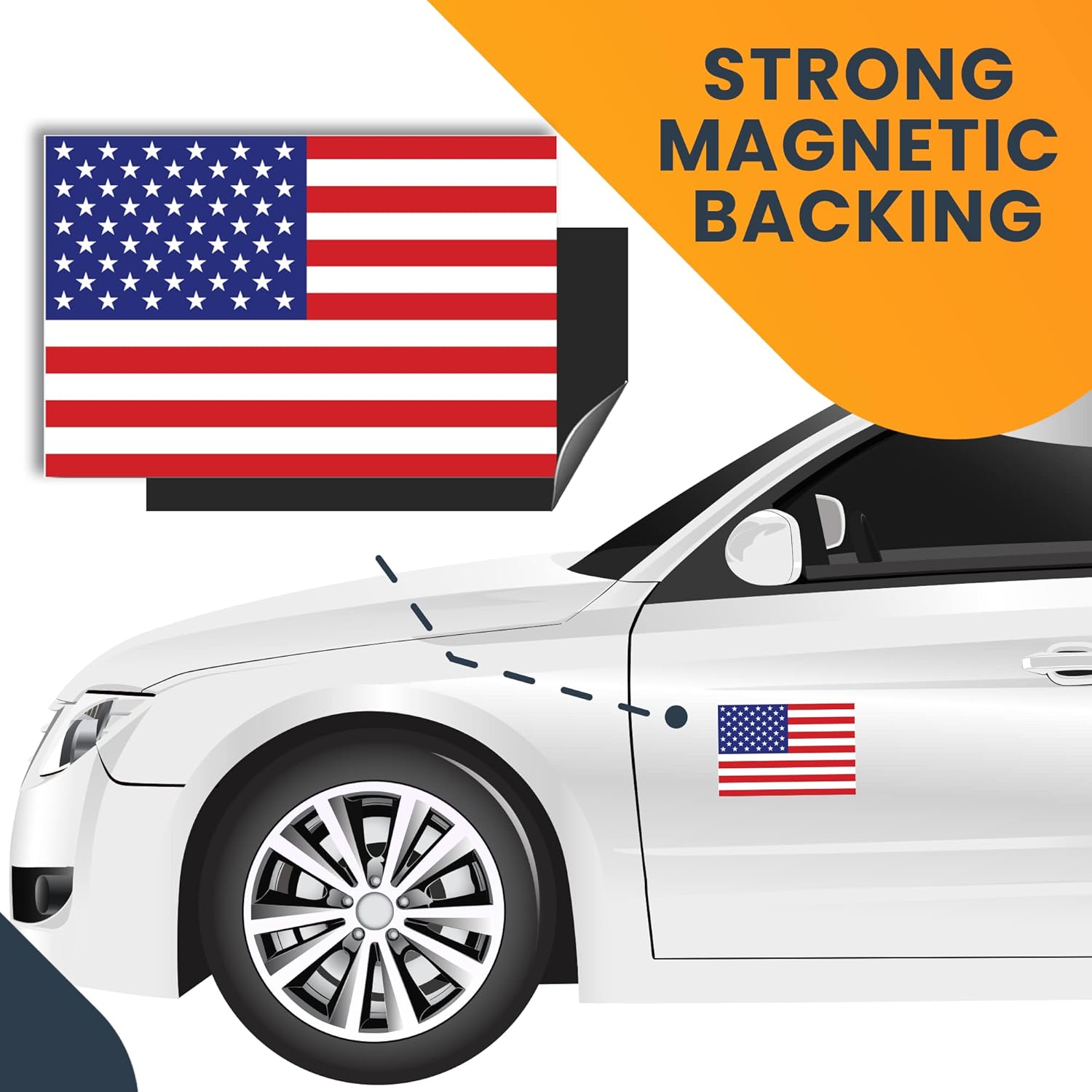 2PCS American Flag Automotive Magnet Decal 4x6 inches