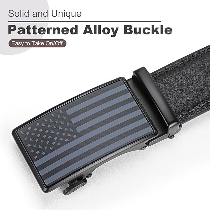 American Flag Belt for Men Black Leather Belts