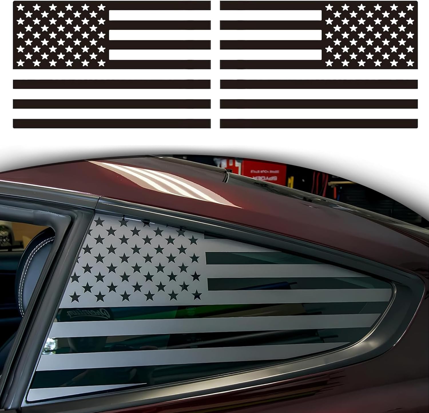 Rear Quarter Window American Flag Decal for SUV 2 Pack