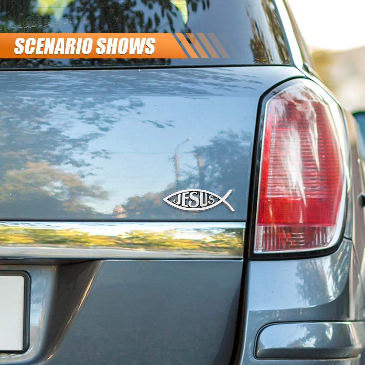 2pcs Jesus Fish Decal Sticker Silver