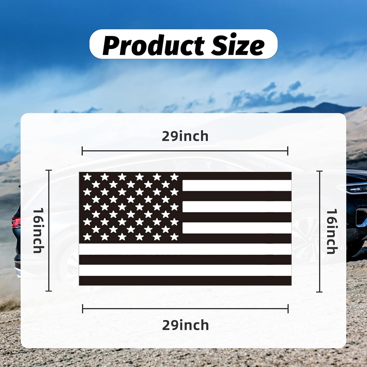 Rear Quarter Window American Flag Decal for SUV 2 Pack