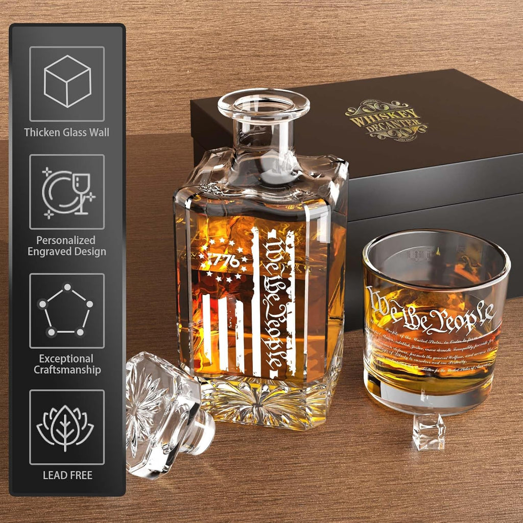 We The People Whiskey Decanter Set with 2 Glasses