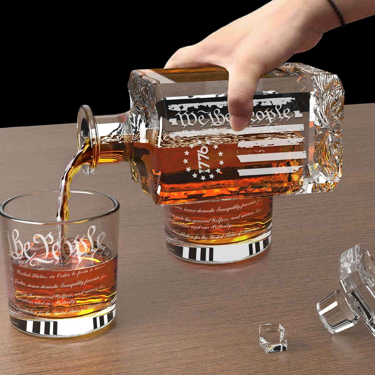 We The People Whiskey Decanter Set with 2 Glasses