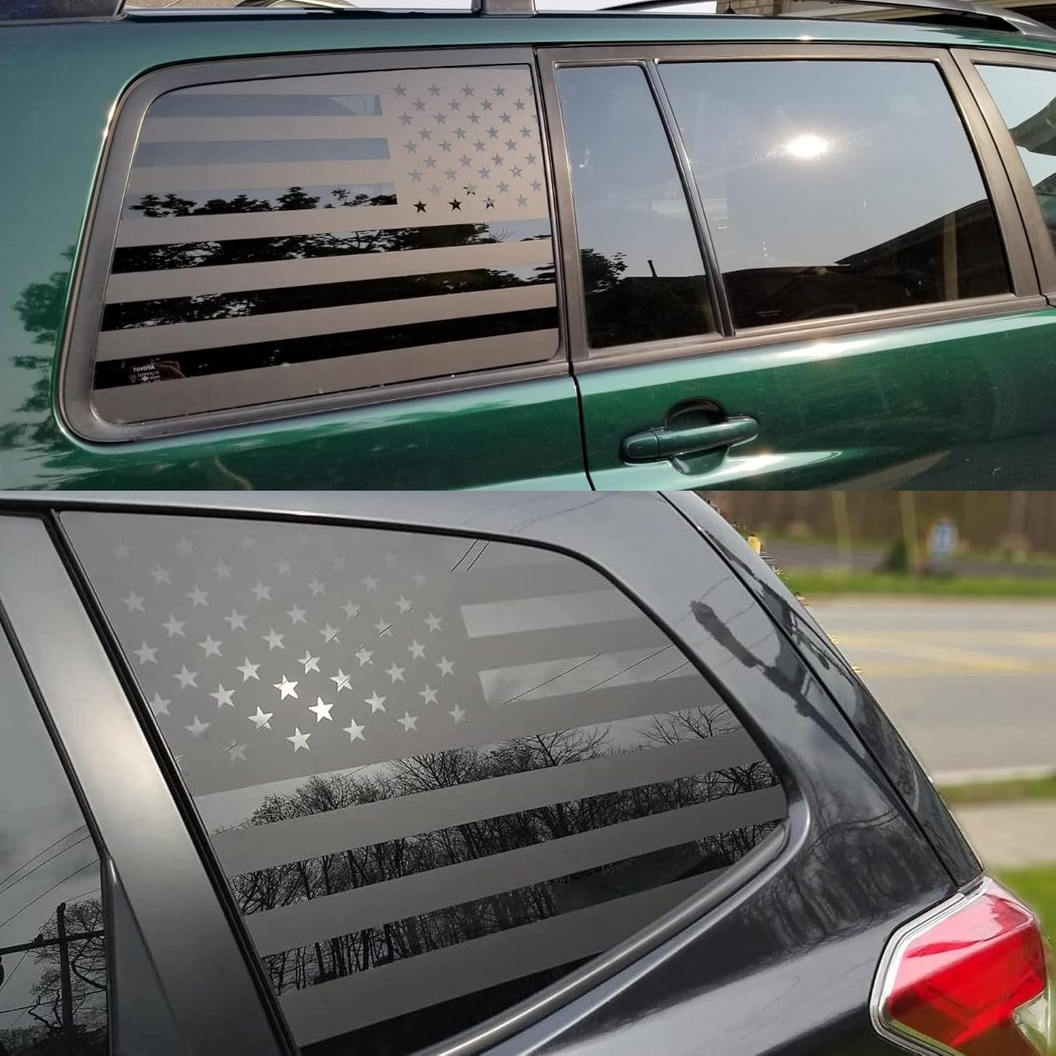 2 Pack Quarter Window US Flag Decal