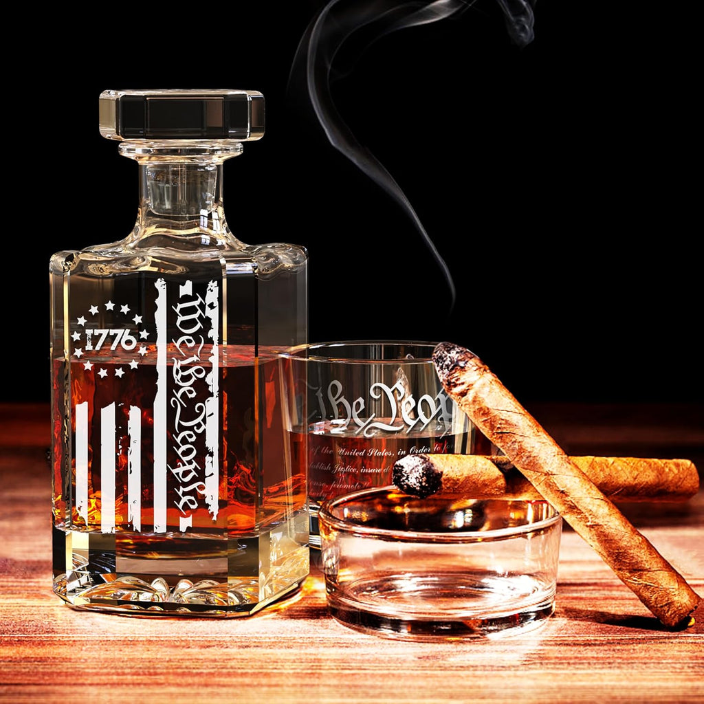 We The People Whiskey Decanter Set with 2 Glasses