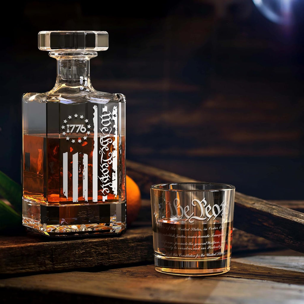 We The People Whiskey Decanter Set with 2 Glasses