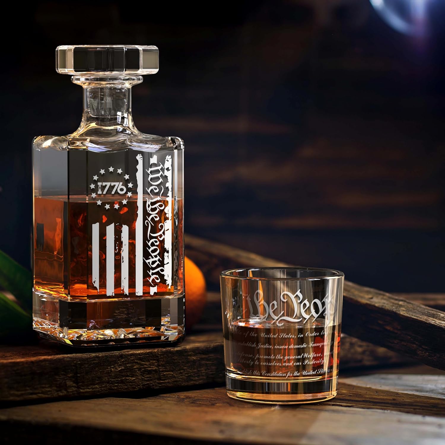 We The People Whiskey Decanter Set with 2 Glasses