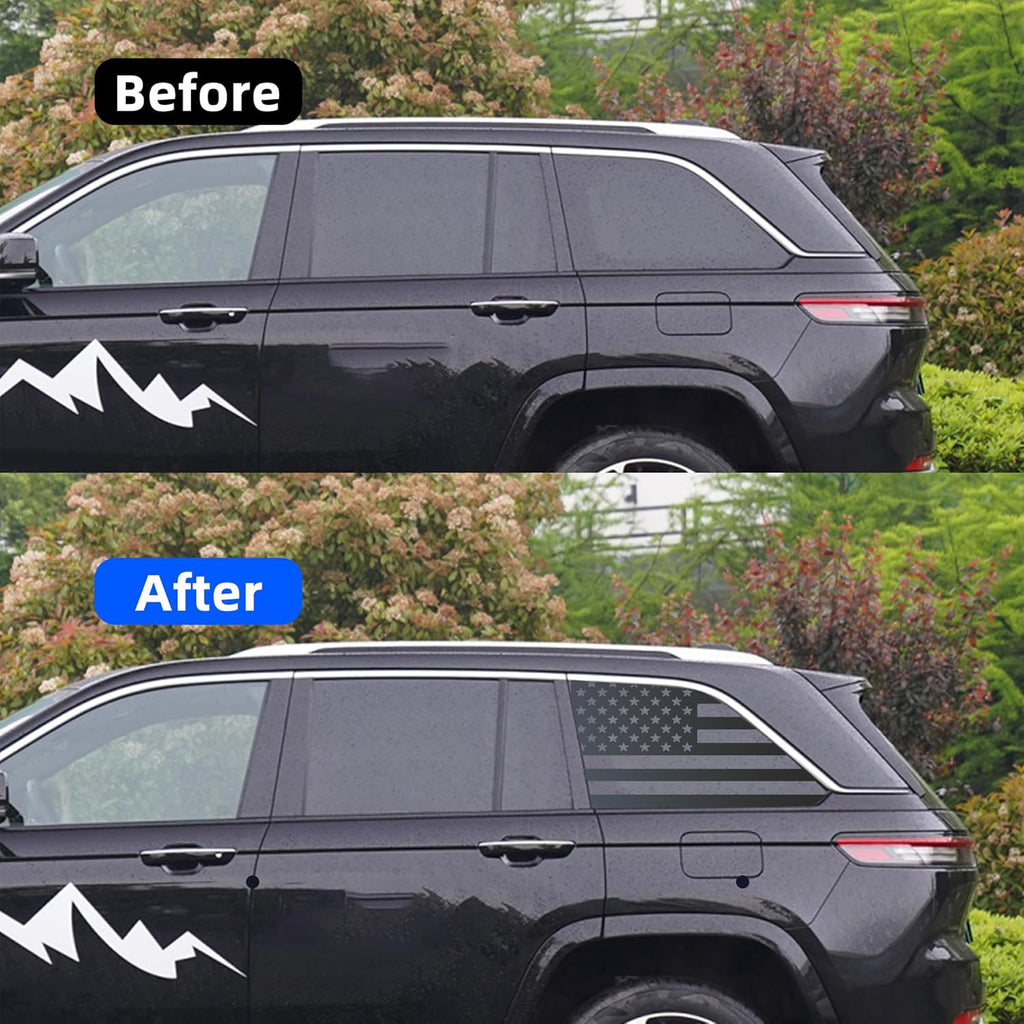 Rear Quarter Window American Flag Decal for SUV 2 Pack