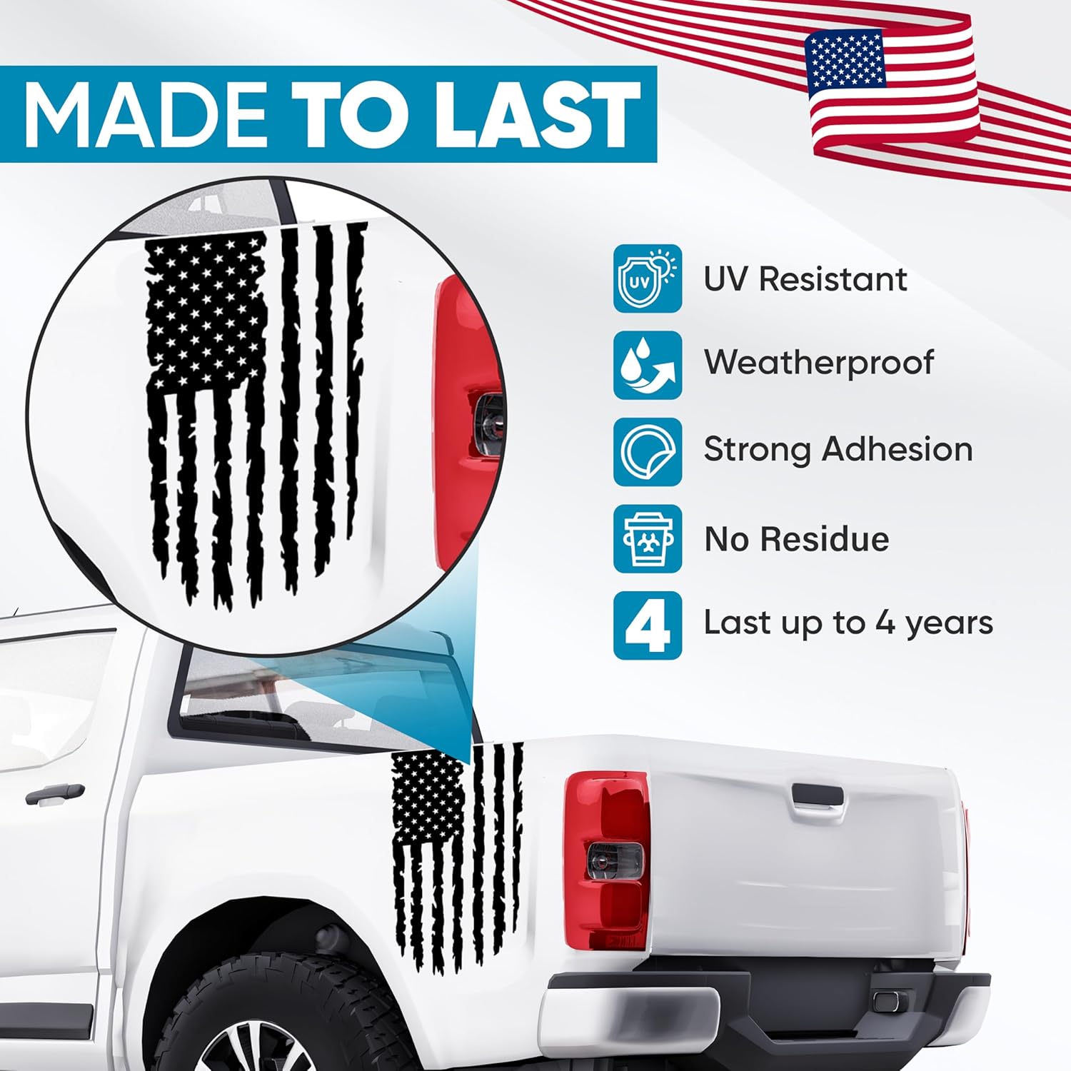 Distressed American Flag Decal for Car