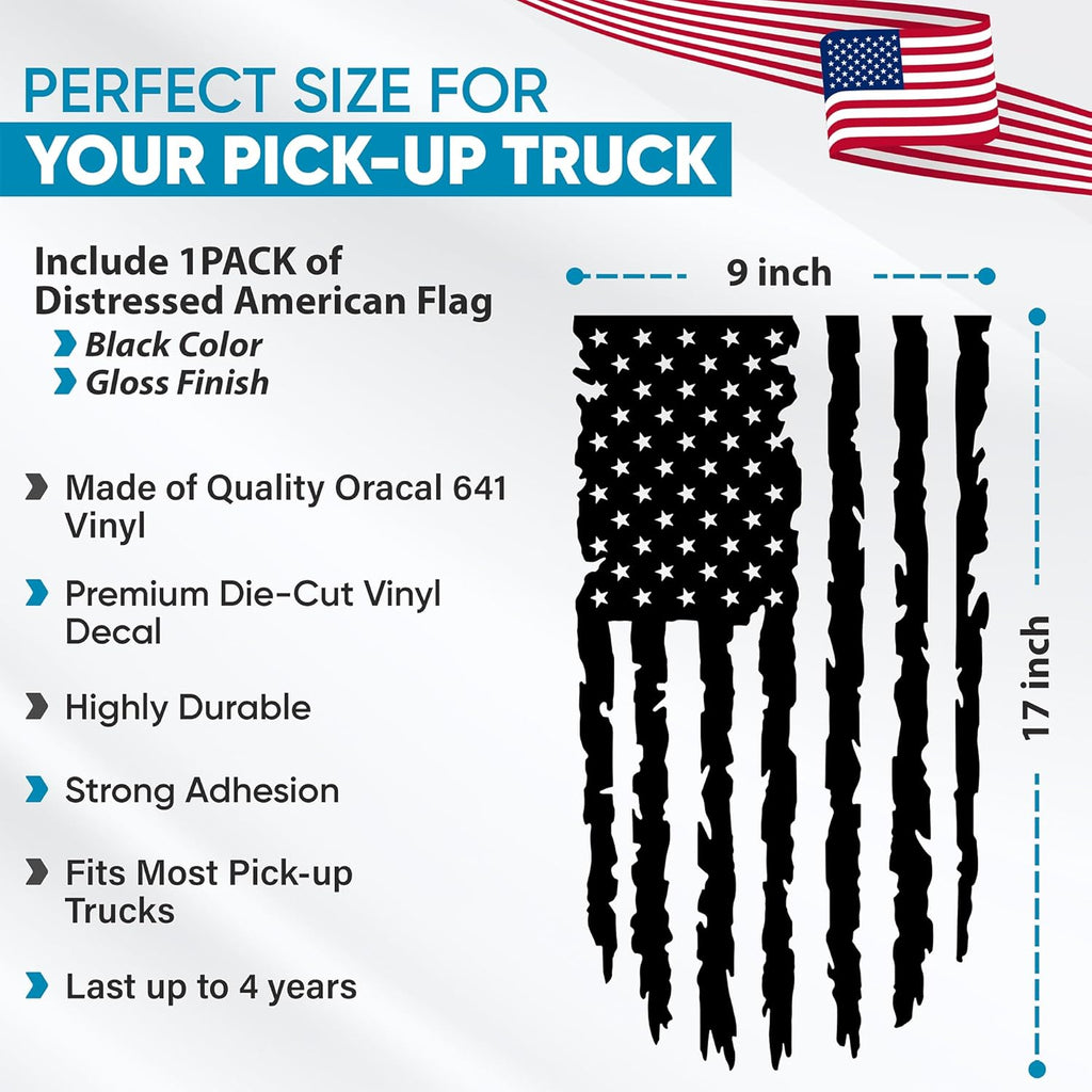 Distressed American Flag Decal for Car