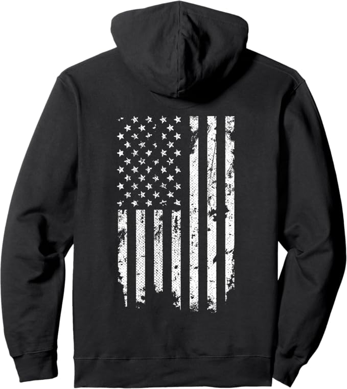 Distressed American Flag Pullover Hoodie