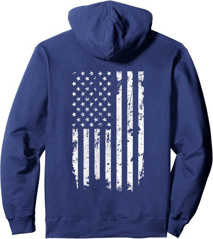 Distressed American Flag Pullover Hoodie